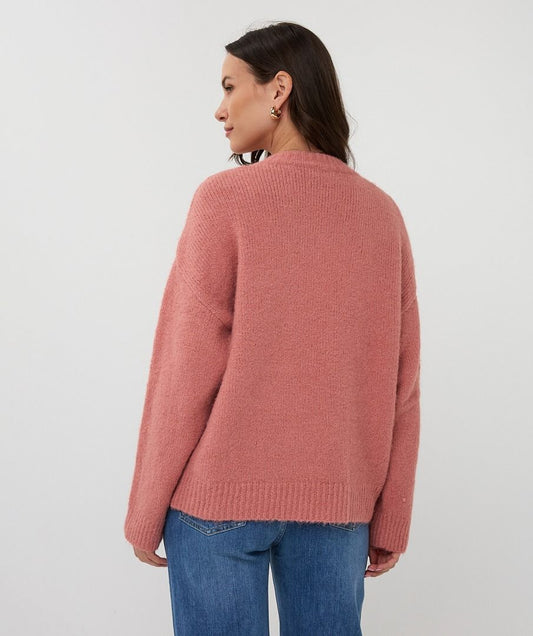V-Neck Sweater With Brooch