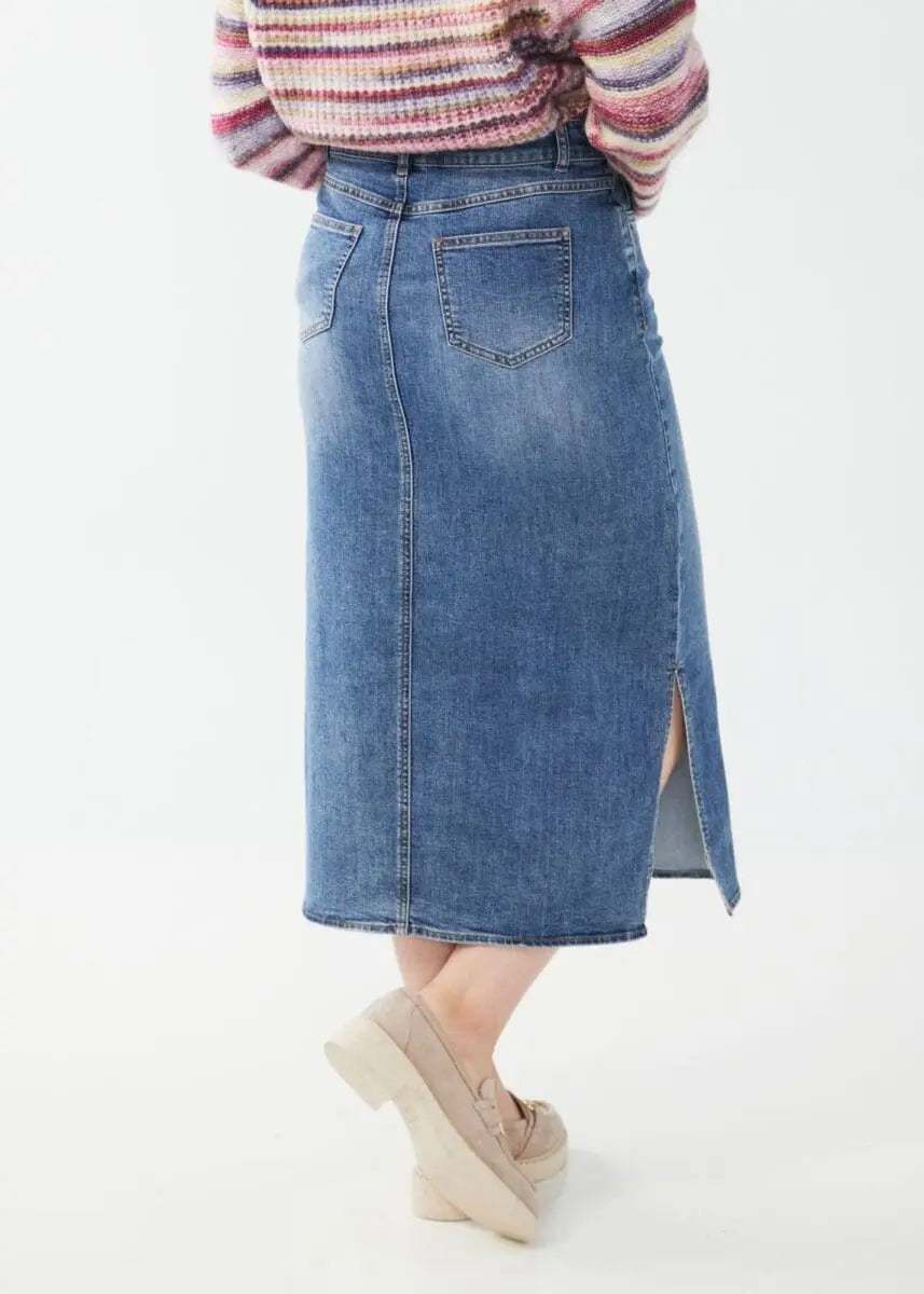 Column Denim Midi Skirt