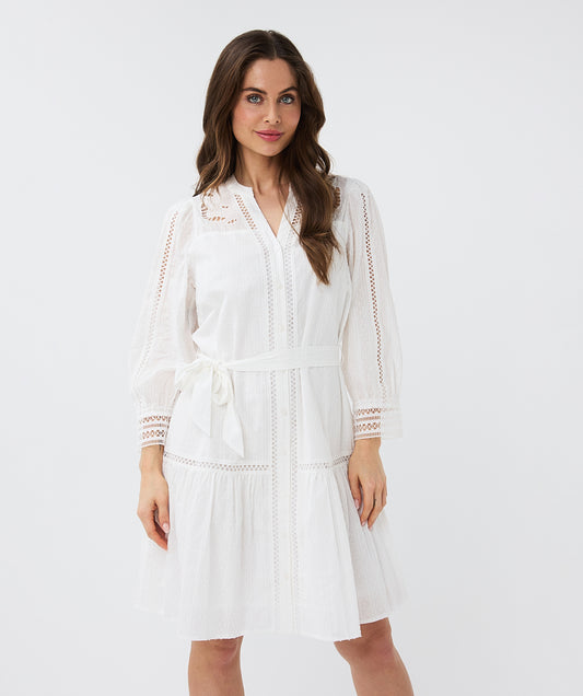 Plumetis Lace Embroidered Dress
