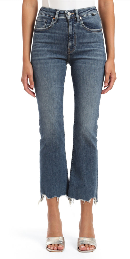 Anika Cropped Raw Hem Flare Jeans