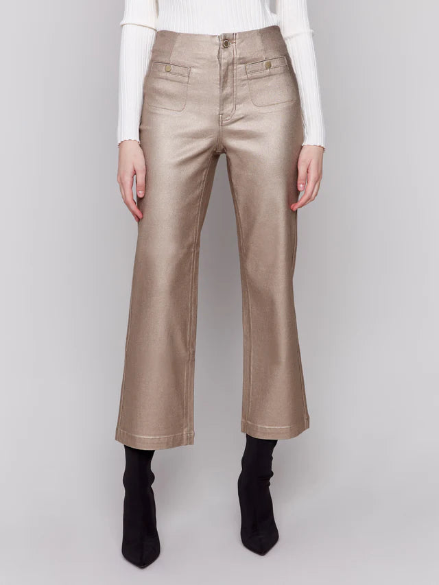 Shiny Wax Flare Leg Pant
