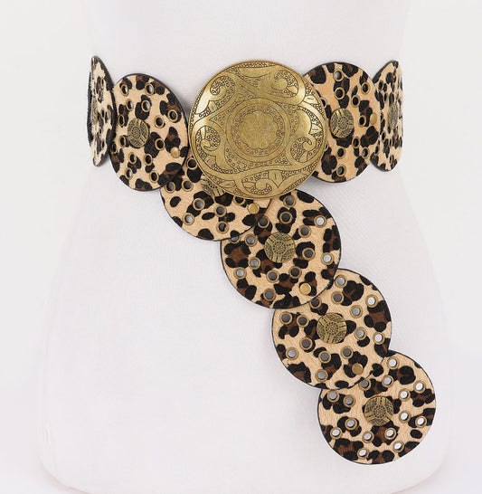 Faux Animal Fur Disc Belt
