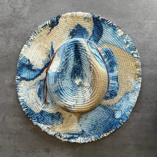 Marbled Straw Fringe Rancher Hat