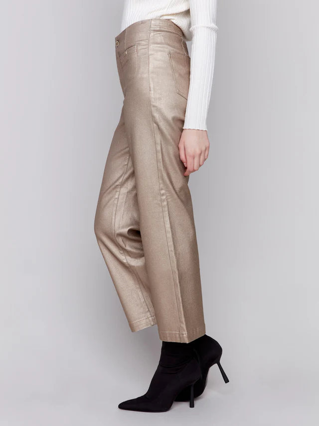 Shiny Wax Flare Leg Pant
