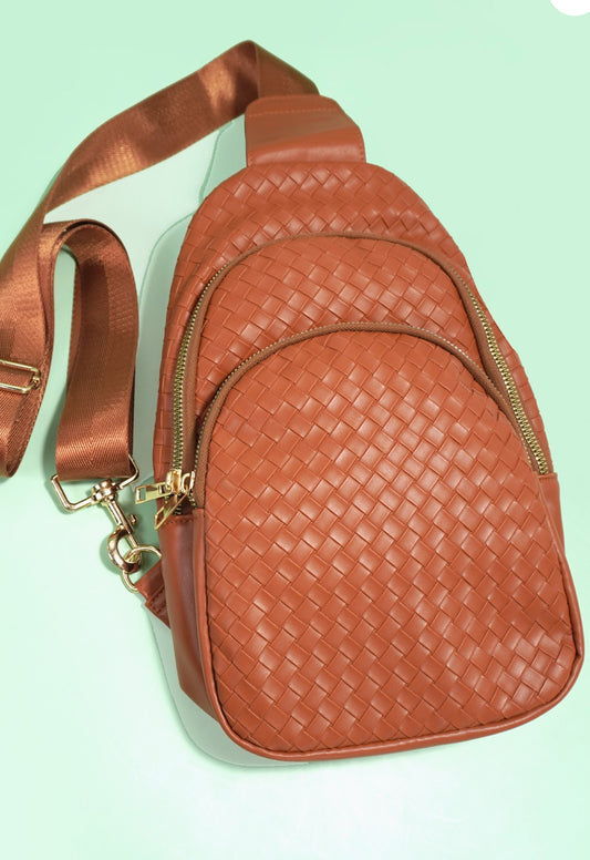 Braided Weave Vegan Sling Crossbody