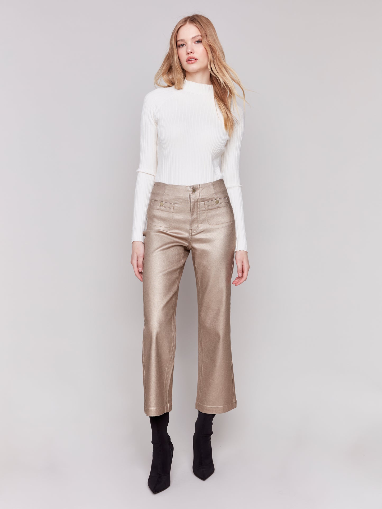 Shiny Wax Flare Leg Pant