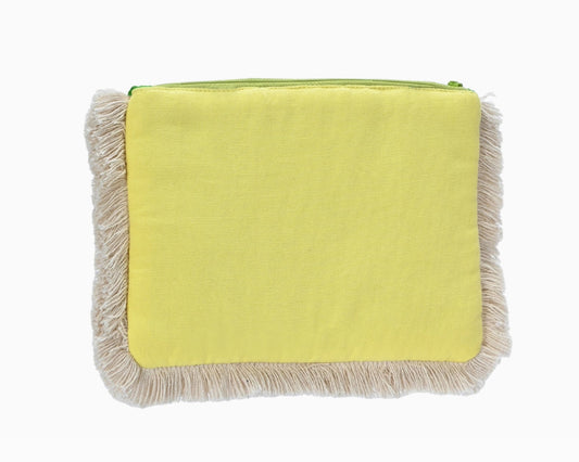 Jute Hand Beaded Fruit Fringe Pouch with Tassel