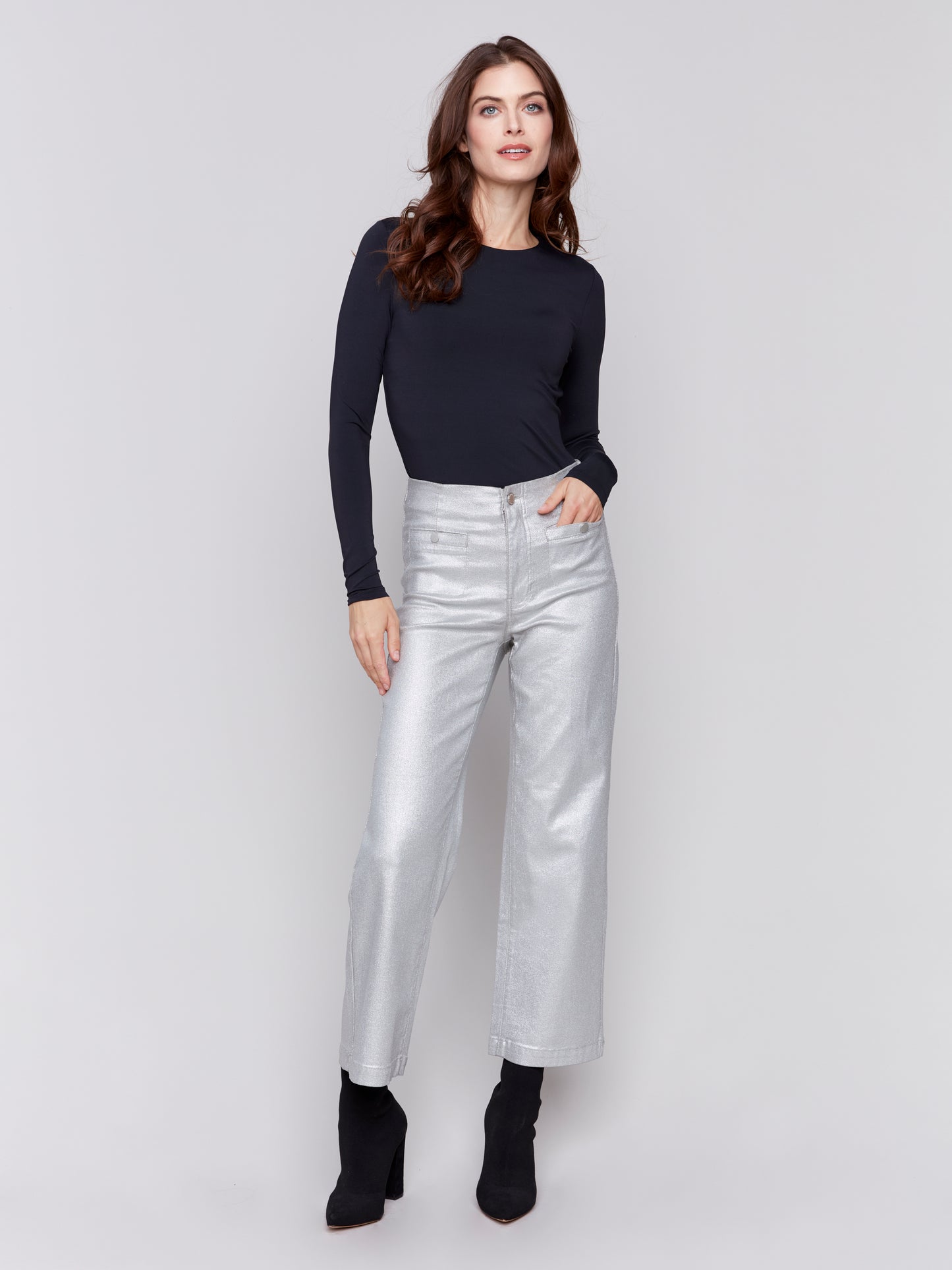 Shiny Wax Flare Leg Pant