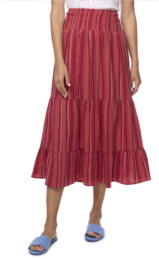 Lavinia Smocked WB Tiered Midi Skirt