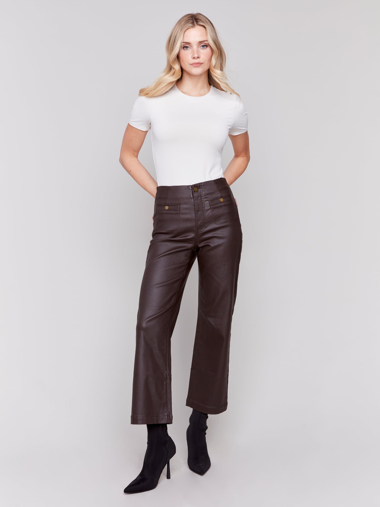 Shiny Wax Flare Leg Pant