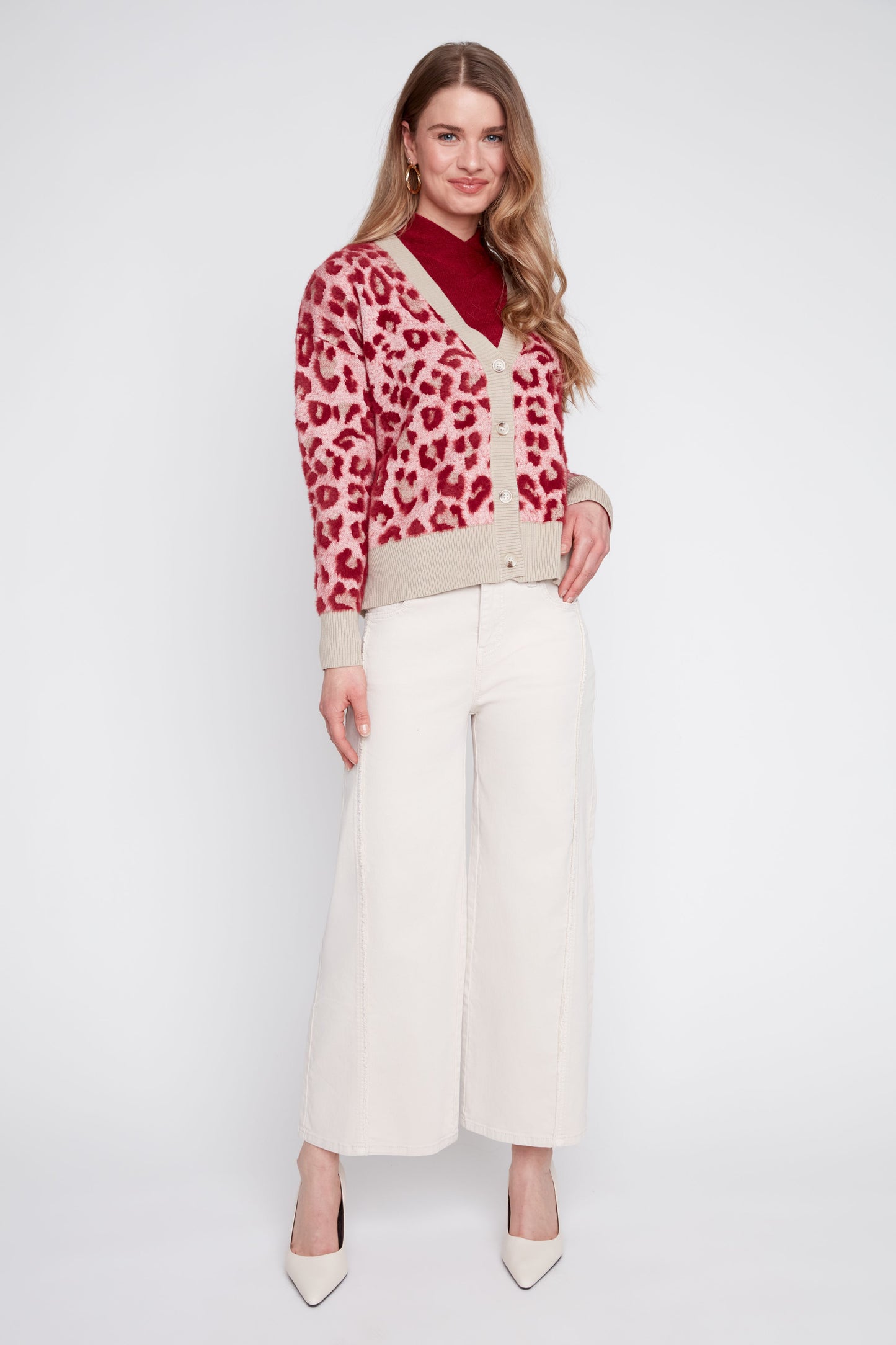 Animal Print Jacquard Knit Cardigan