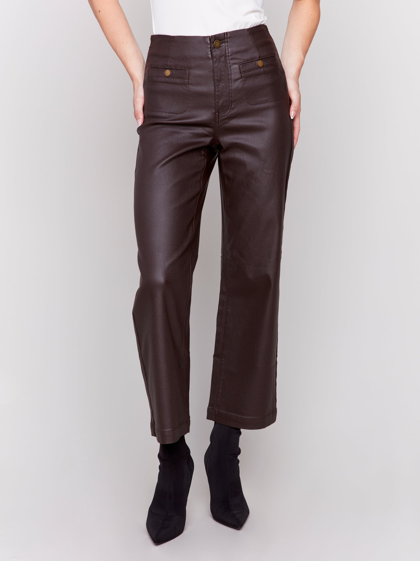 Shiny Wax Flare Leg Pant
