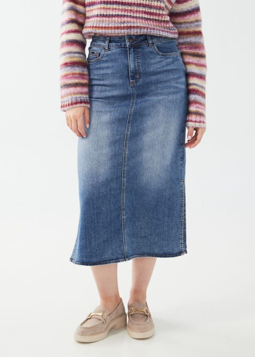 Column Denim Midi Skirt