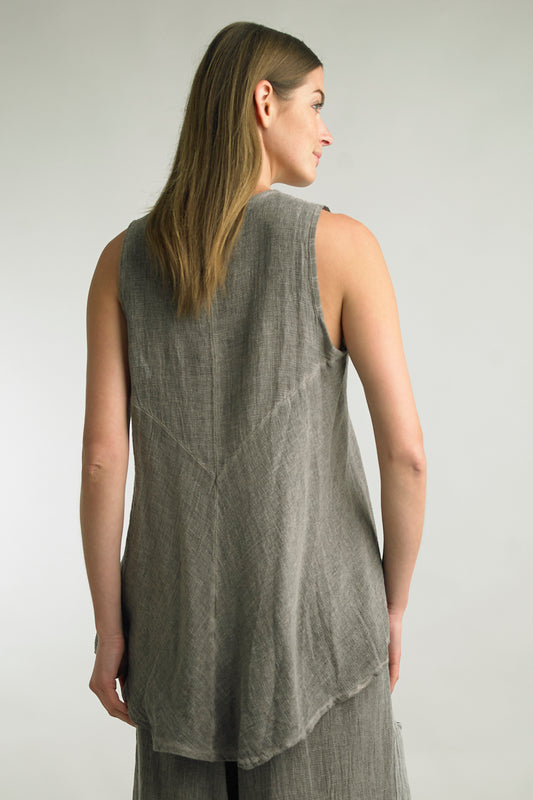 High Low Sleeveless Linen Top