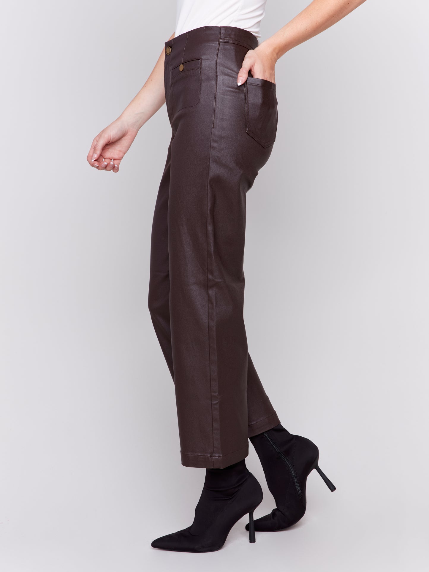 Shiny Wax Flare Leg Pant