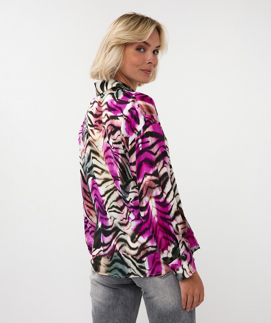 Button Up Zebra Print Blouse