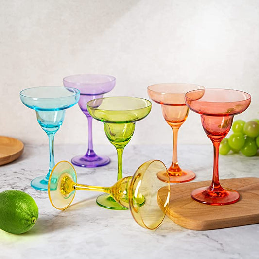 Colorful Margarita and Cocktail Glasses Set of 6