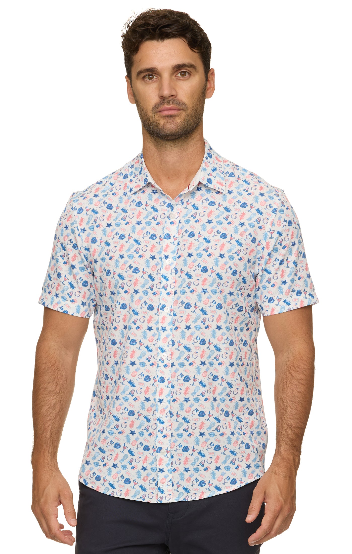 SAYREVILLE SS AMERICANA DRINK PRINT OUTDOOR PERFORMANCE SHIRT
