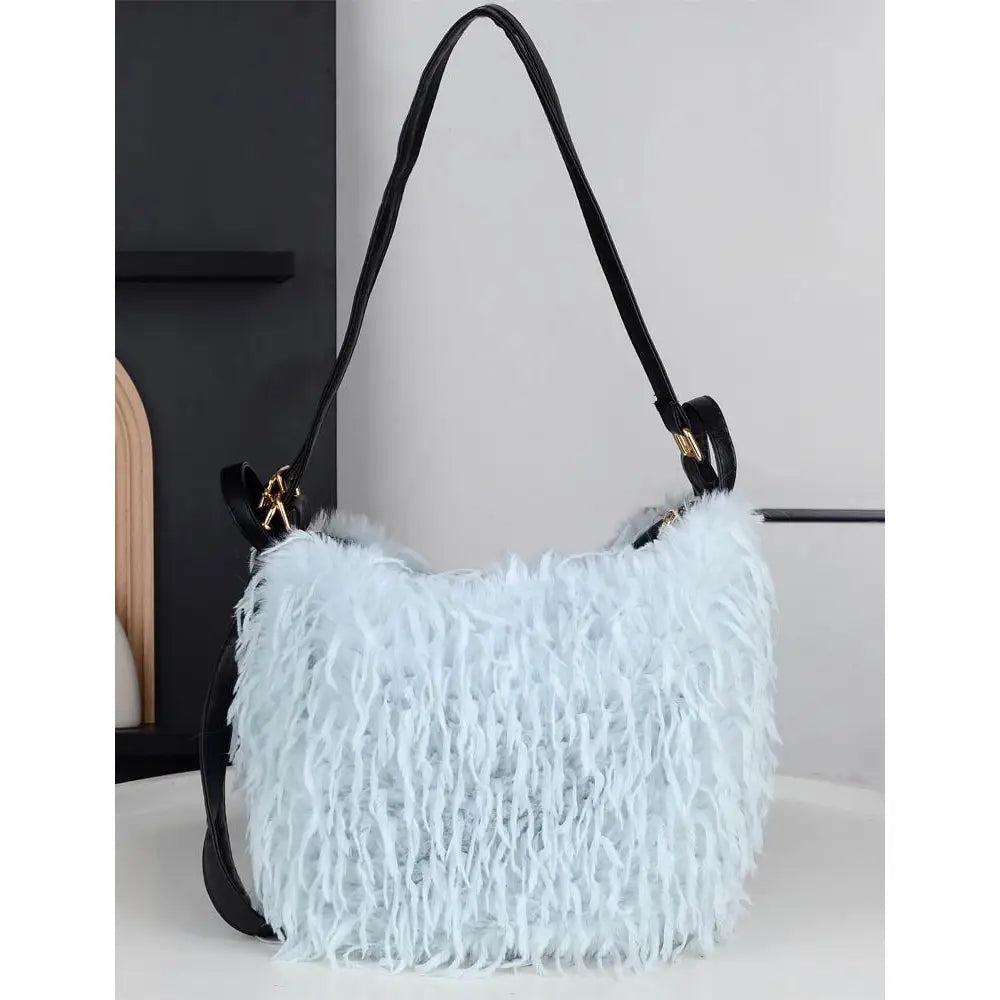 Faux Mongolian Fur Tote Two Shoulder Bag