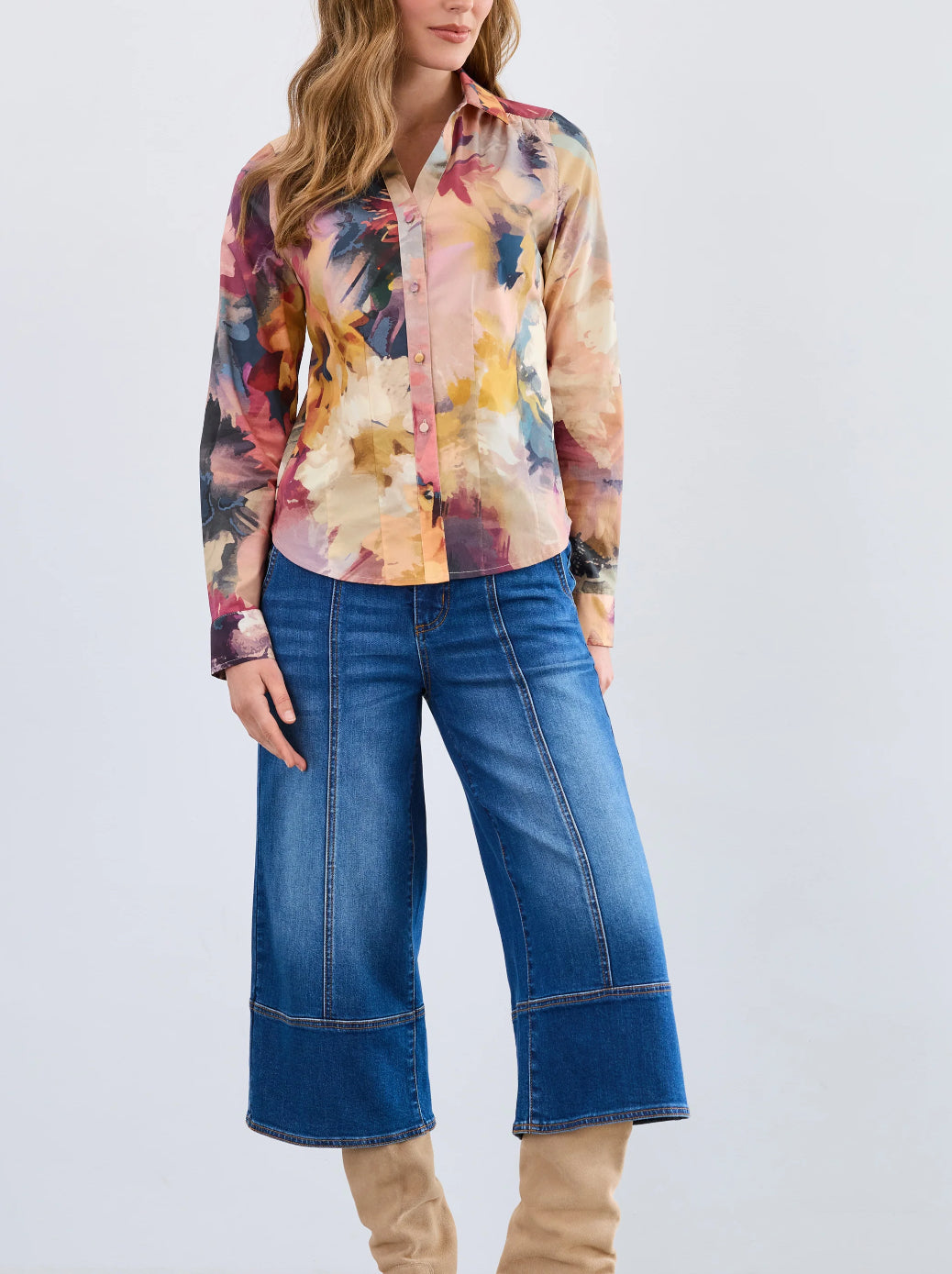 Long Sleeve Split Neck Shirt