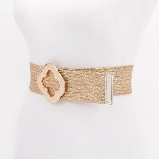 Metal Buckle Metallic Stretch Belt