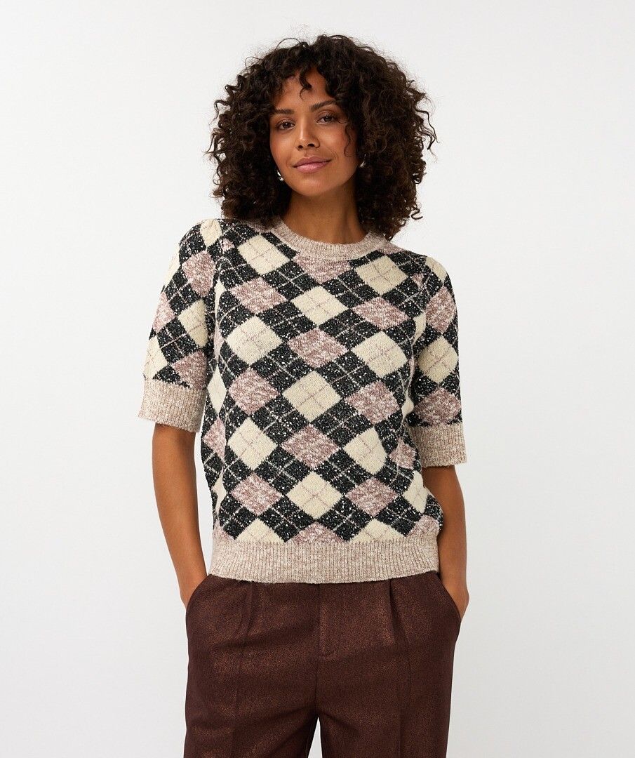 Argyle Short Sleeve Sweater
