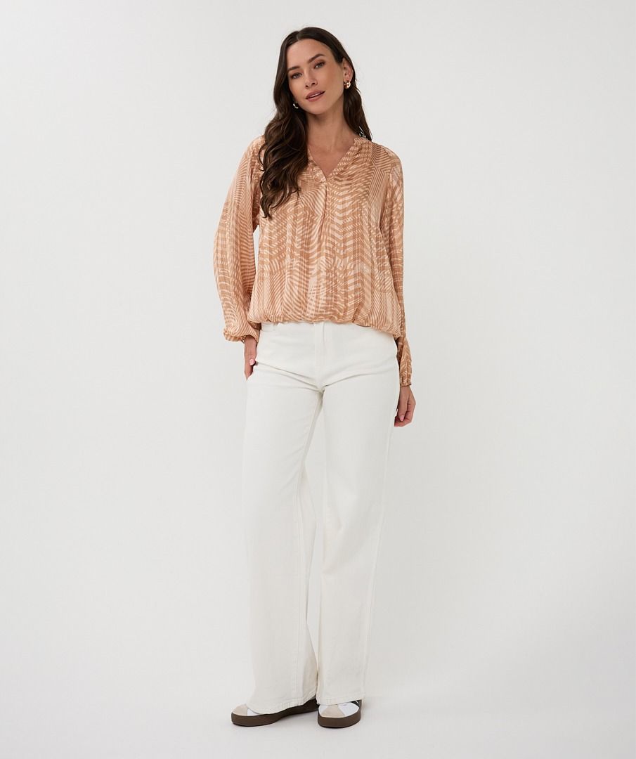 Peaceful Balloon Sleeve Blouse