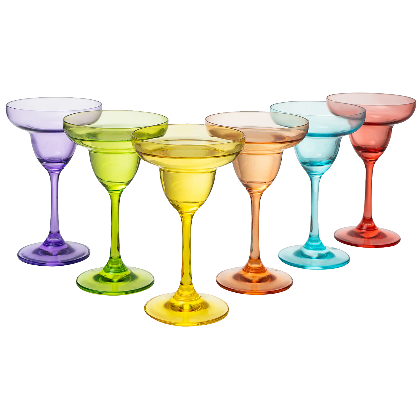 Colorful Margarita and Cocktail Glasses Set of 6