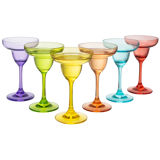 Colorful Margarita and Cocktail Glasses Set of 6