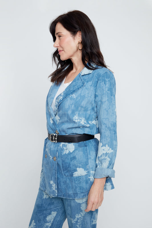 Printed Denim Buckled Jacket