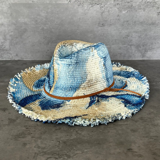 Marbled Straw Fringe Rancher Hat
