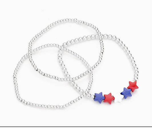 Flag Star Accented Stretch Bracelets