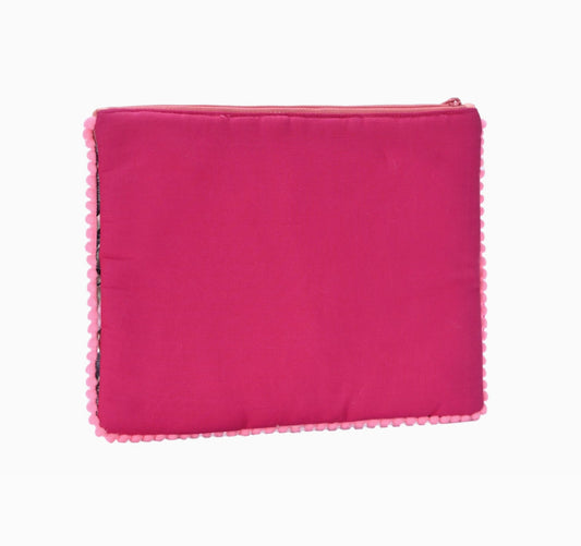 Handmade Beaded Sequin Tropical Flamingo Pouch With Tassel