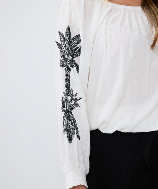 Batwing Embroidered Blouse