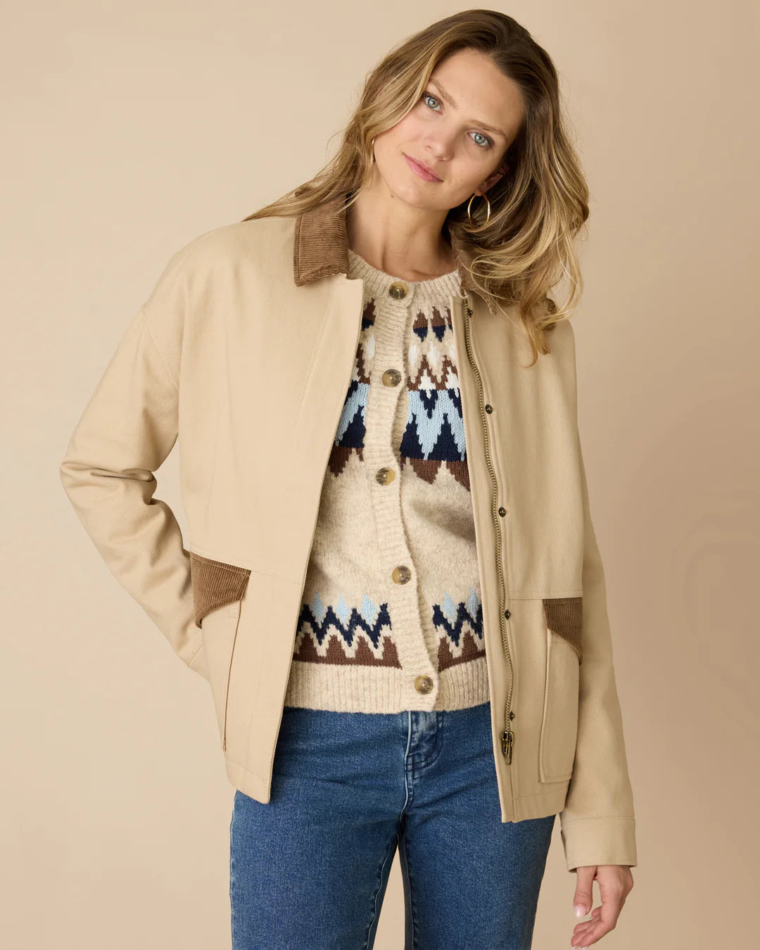 Blakely Twill Chore Jacket With Cord Collar