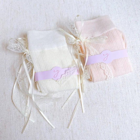 Lace and Satin Bow Back Socks Set of 2