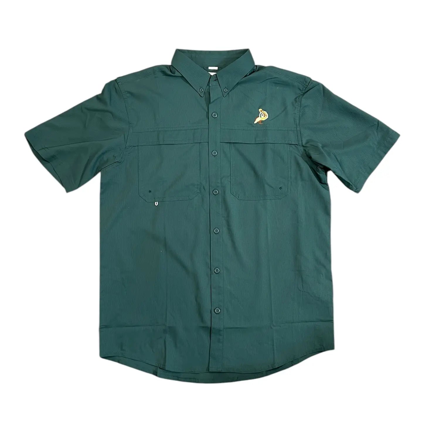 Short Sleeve Fishing Shirt-Mardi Gras Pelican with King Cake