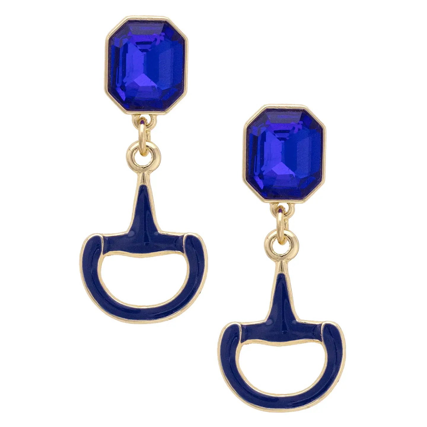 Eclipse Rhinestone Enamel Horse Bit Earrings