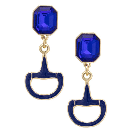 Eclipse Rhinestone Enamel Horse Bit Earrings
