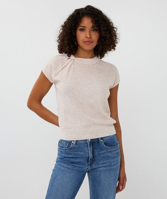 Short Sleeve Twisted Knit Sweater