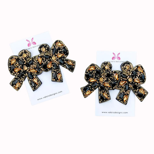 Game Day Beaded Bow Earrings