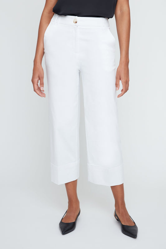 Cropped Straight Leg Cuffed Pant