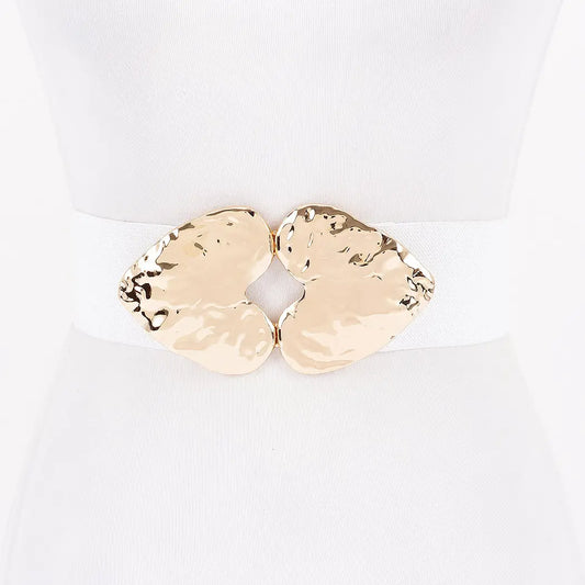 Double Metal Heart Buckle Stretch Plus Size Belt