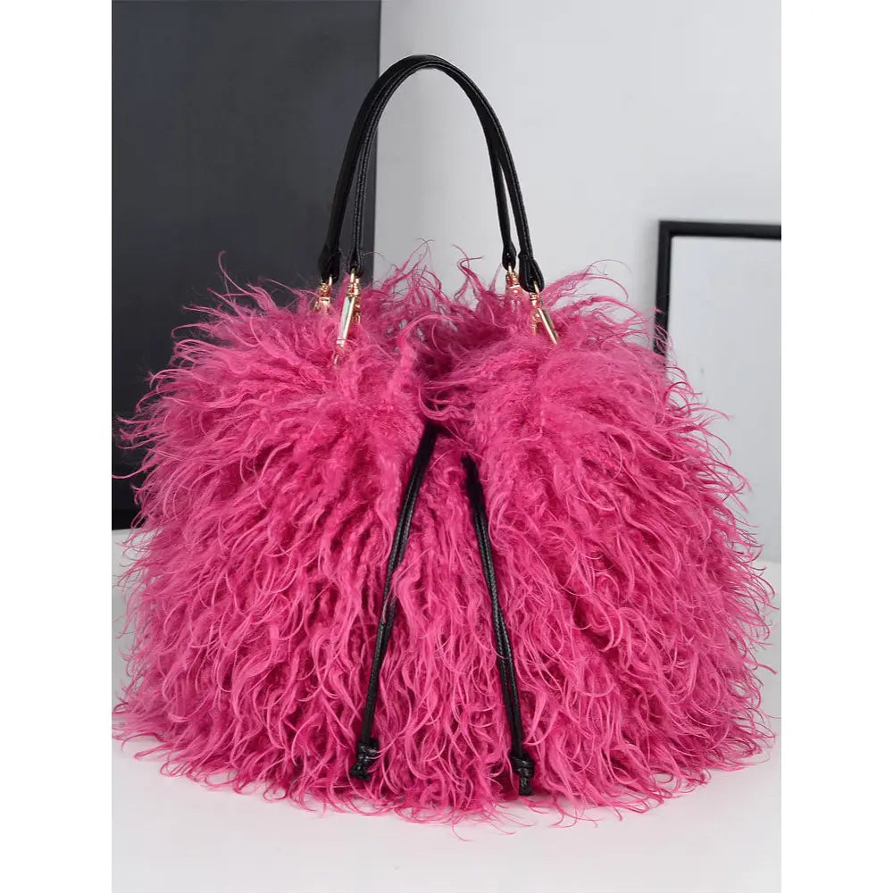 Faux Mongolian Fur Hand Bag