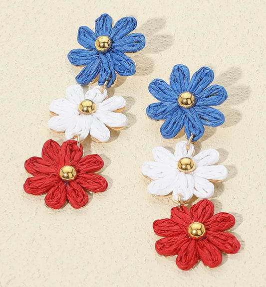 Raffia Flower Link Dropdown Earrings
