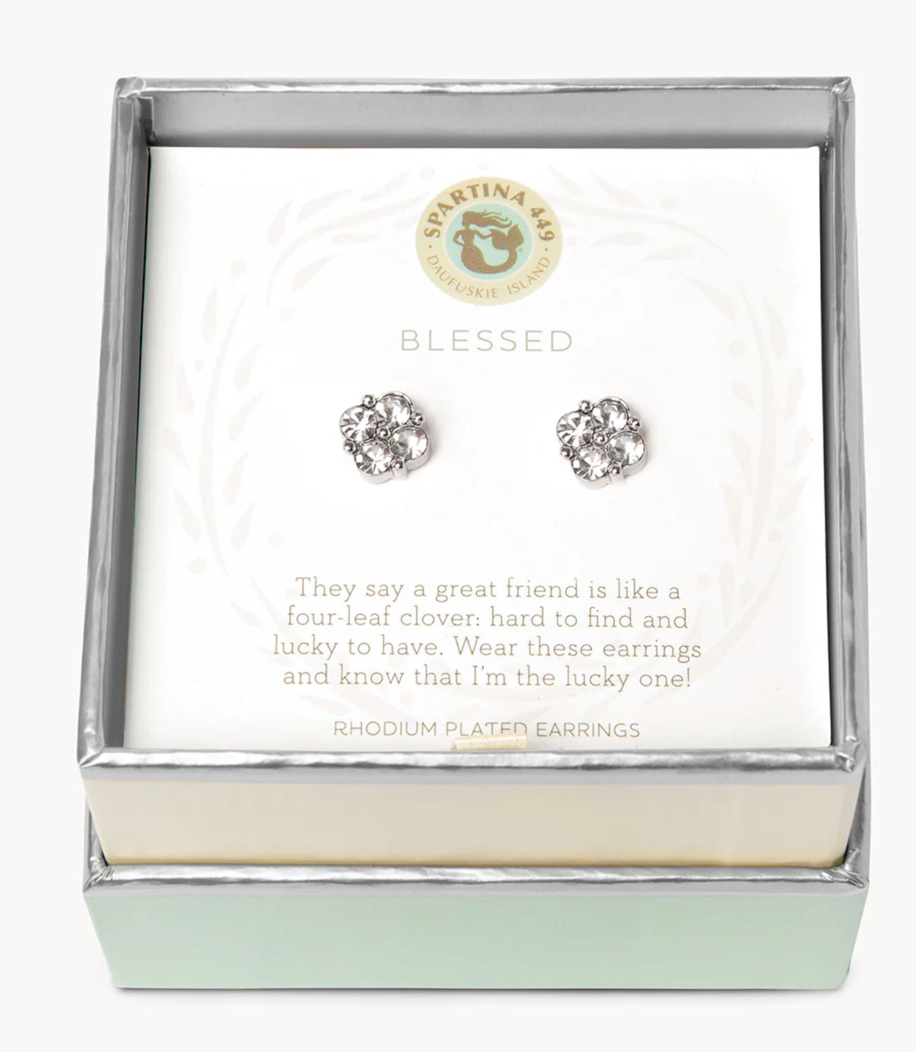 Sea La Vie Blessed/ Crystal Clover Stud Earrings
