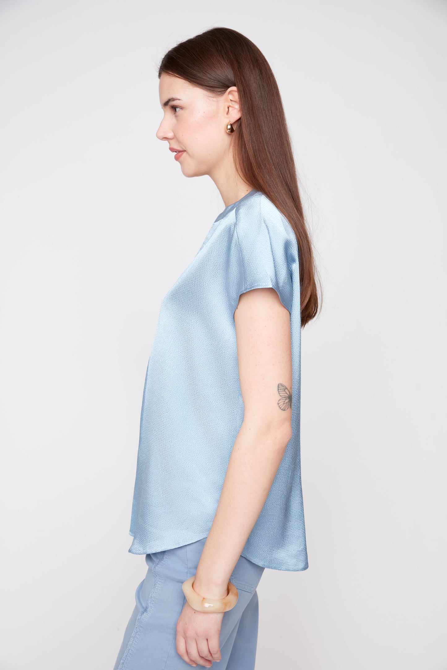 Waffle Texture V-Neck Blouse