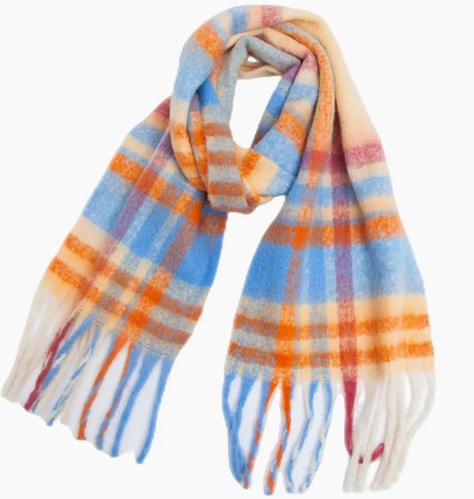 Chunky Plaid Fringe Scarf