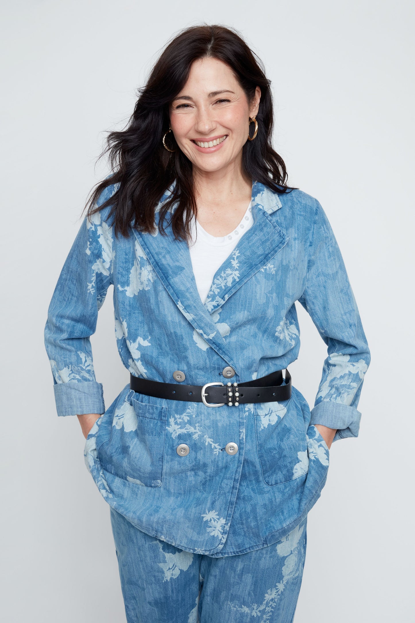 Printed Denim Buckled Jacket