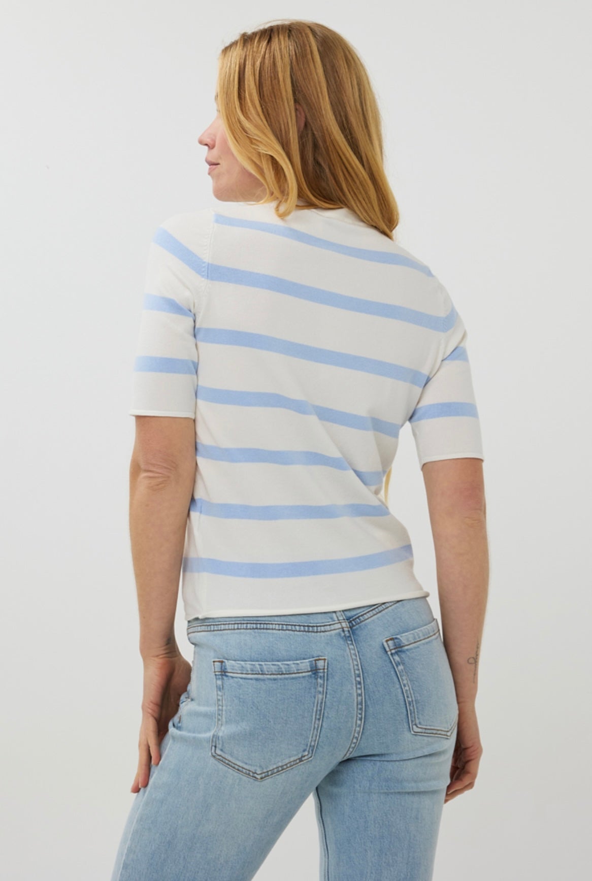 Stripe Short Sleeve Knit Top